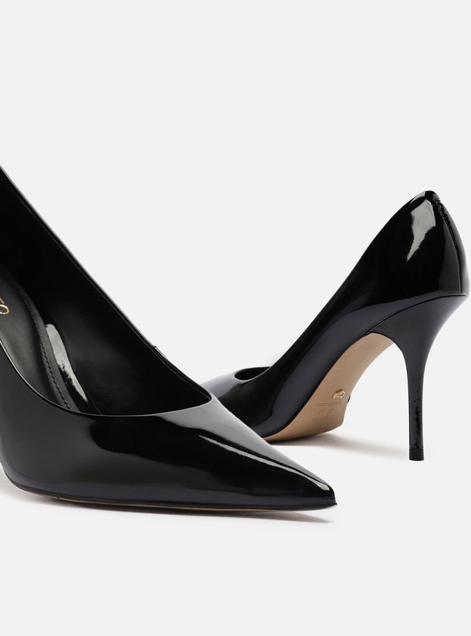 Scarpin Preto Verniz Salto Alto Fino Clássico
