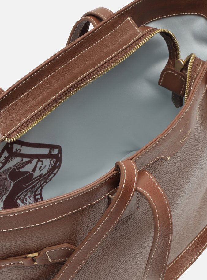 Bolsa Shopping Marrom Couro  Média