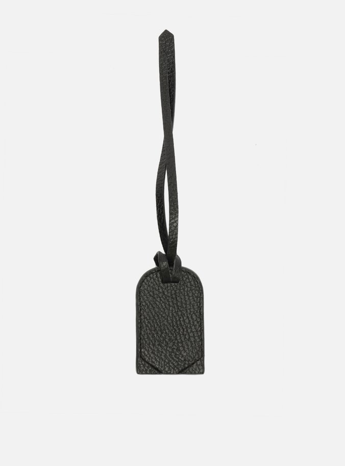 Bag Charm Preto Couro Metal ID Grande