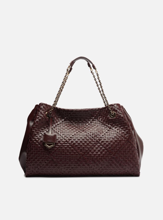 Bolsa Shopping Vinho Couro Tressê Cruzado Grande