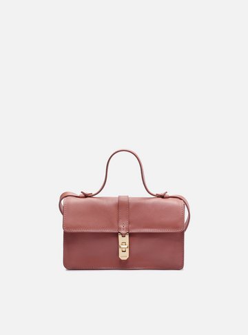 Bolsa Tiracolo Rosa Blush Couro Pequena Encaixe