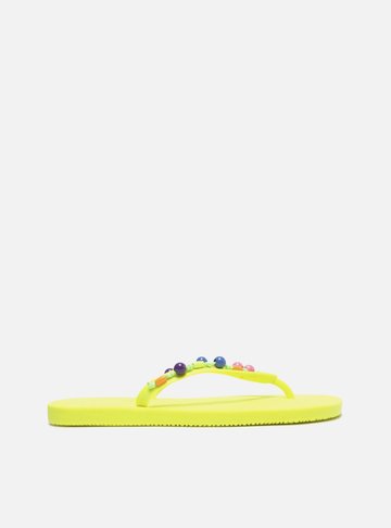 Chinelo de Dedo Brizza Fun Beads Amarelo