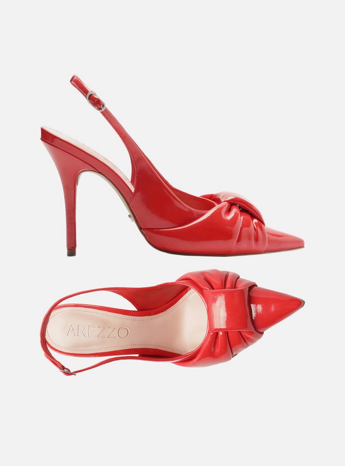Scarpin Vermelho Verniz Slingback Puffer