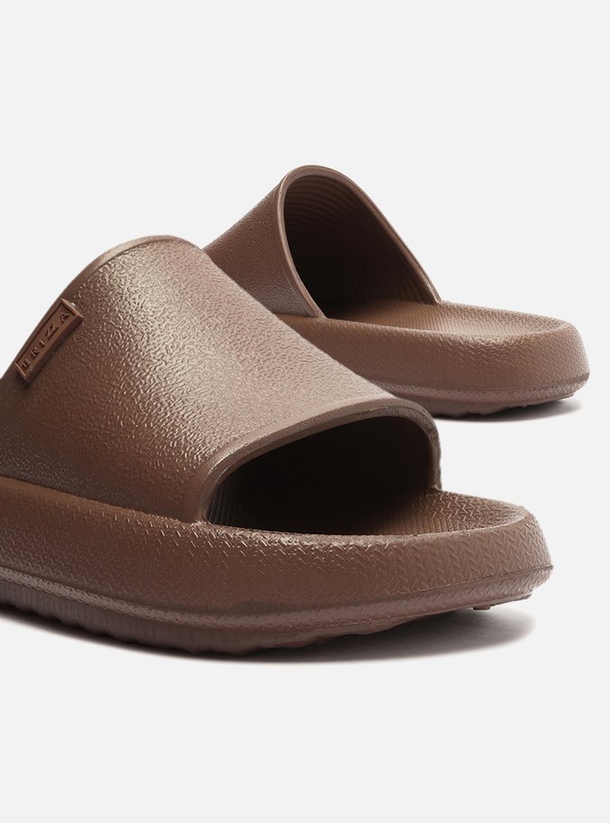 Chinelo Slide Marrom Brizza