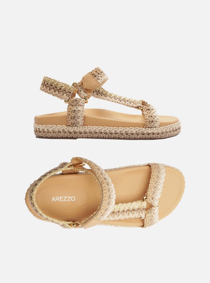 Sandália Papete Nude Couro Flatform Natural