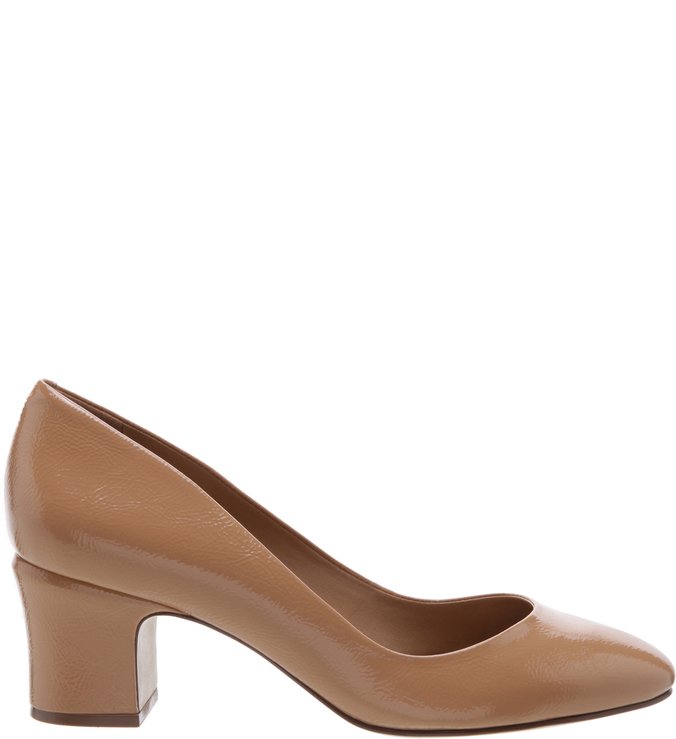 Scarpin Salto Bloco Bico Redondo Pale Nut