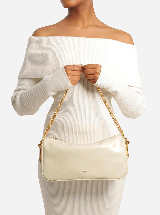 Bolsa Shoulder Off White Couro Média Corrente
