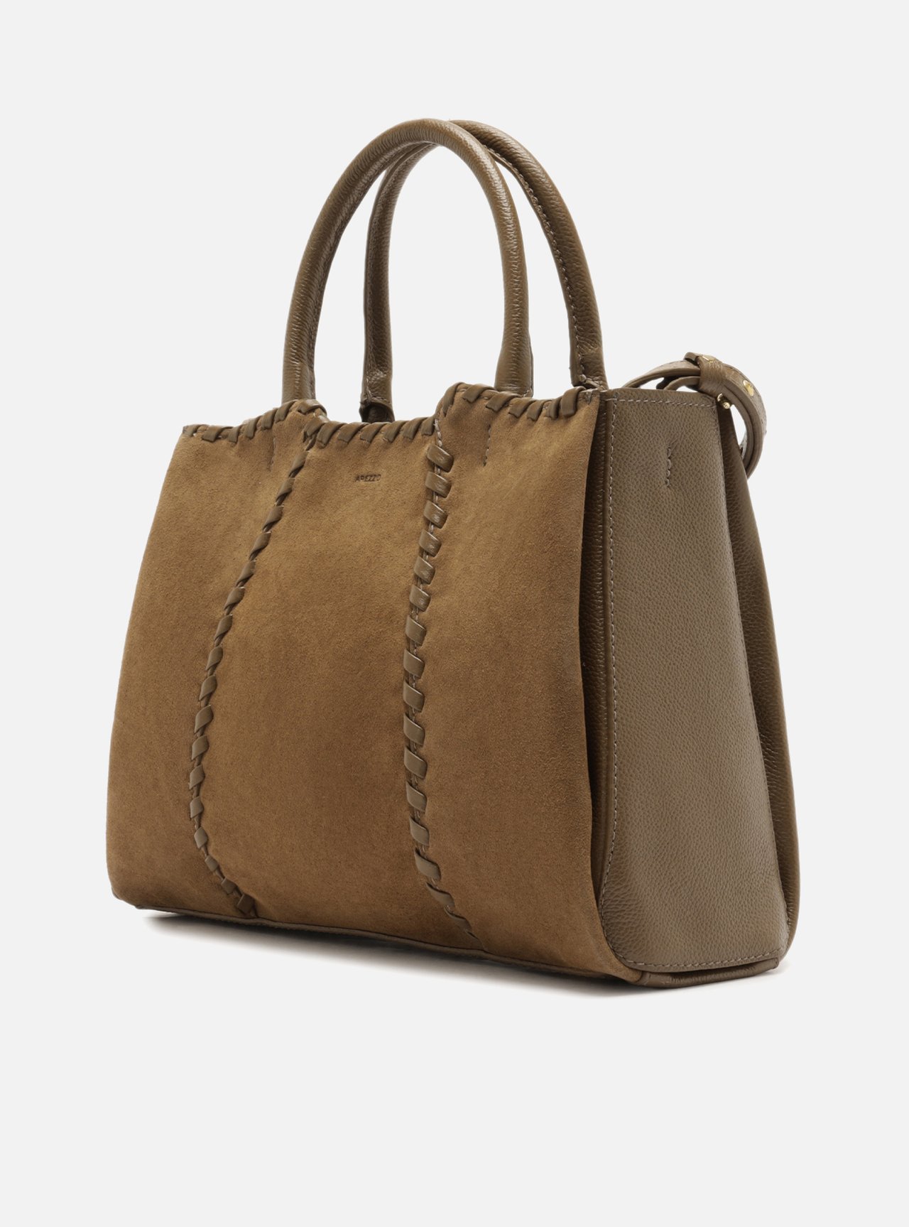 Bolsa Tote Marrom Couro Grande Tressê — foto 2