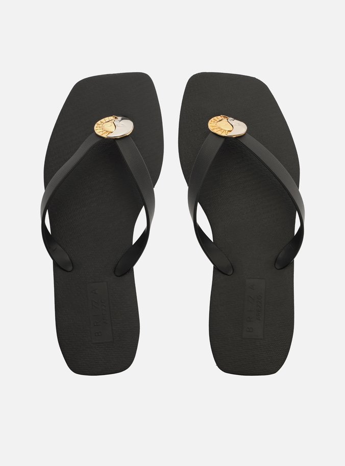 Chinelo de Dedo Preto Square Tiras