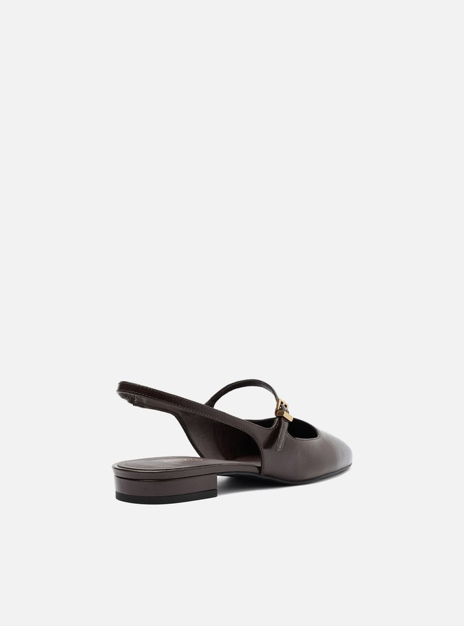 Sapatilha Boneca Marrom Couro Slingback Classic