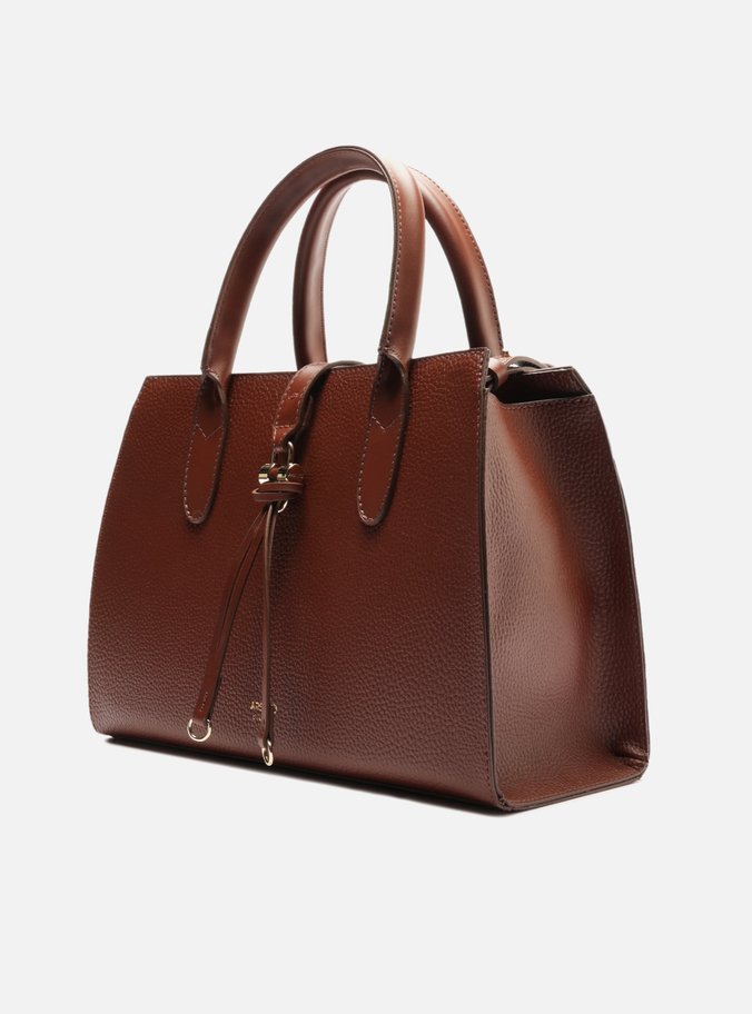 Bolsa Tote Marrom Grande Detalhe Tiras Metal