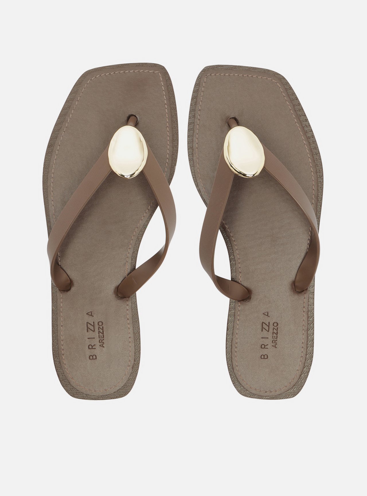 Chinelo de Dedo Marrom Bico Quadrado Brizza — foto 1