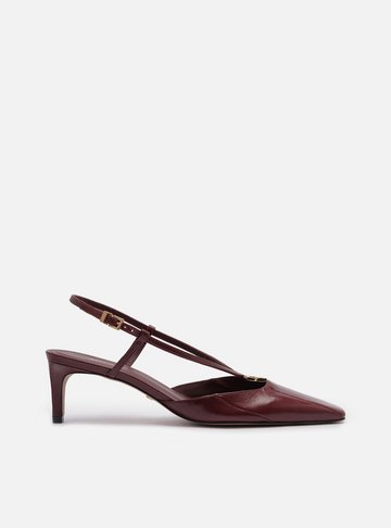 Scarpin Vermelho Couro Salto Médio Slingback Elo