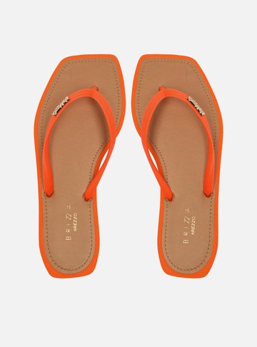 Arezzo — Chinelo de Dedo Laranja Square Palmilha Marrom
