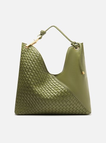 Bolsa Hobo Verde Couro Grande Maia Tressê