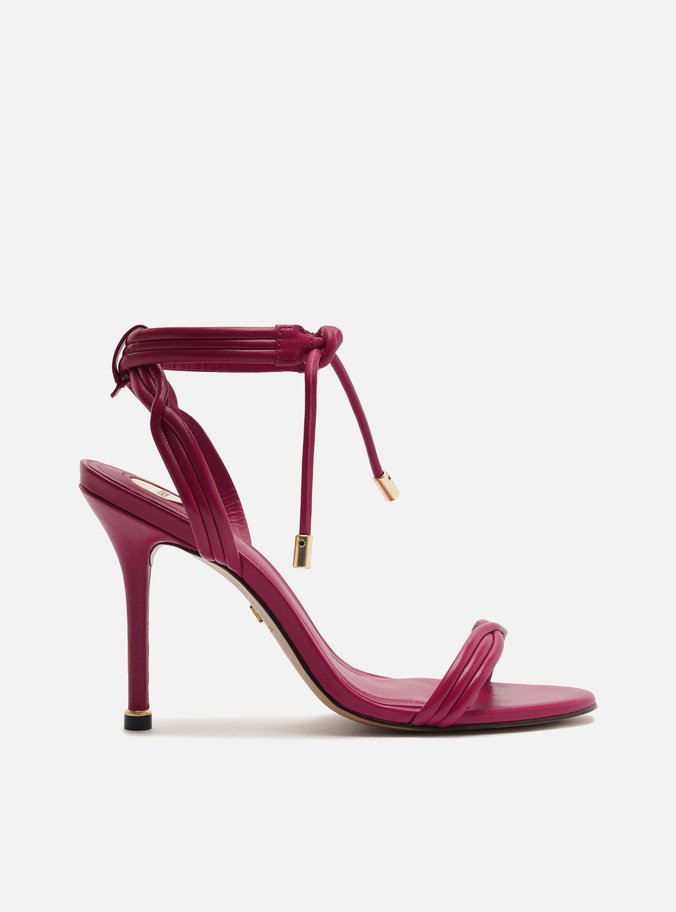 Sandália Rosa Salto Fino Amarração