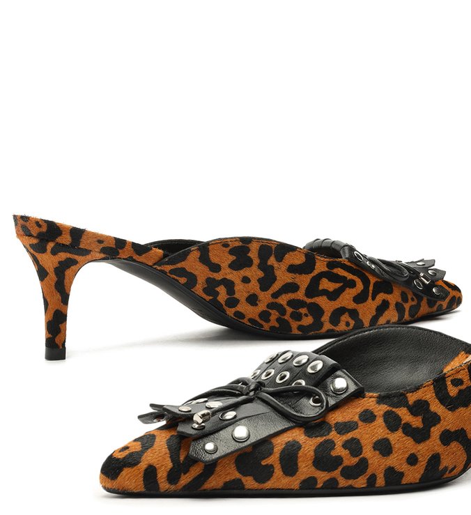 Mule Animal Print Pelo Salto Fino Tereza