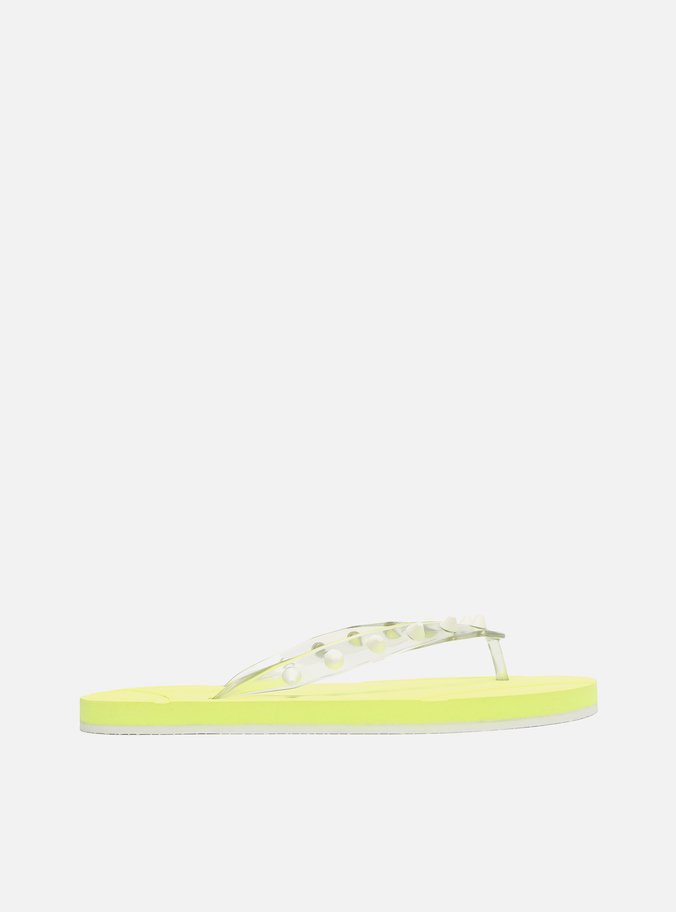 Chinelo de Dedo Multicolorido Tira Transparente