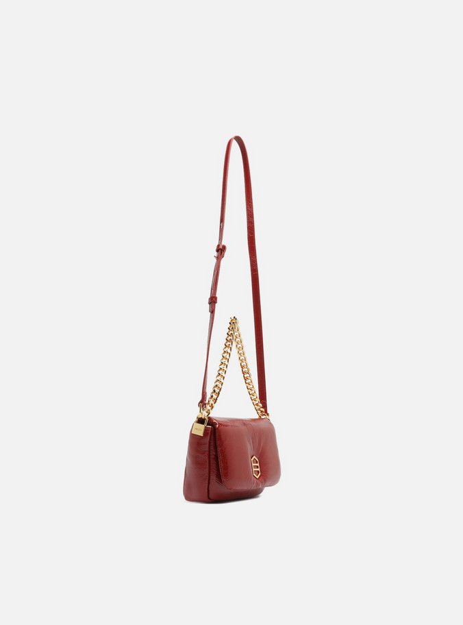 Bolsa Tiracolo Vermelha Couro Pequena Puffer