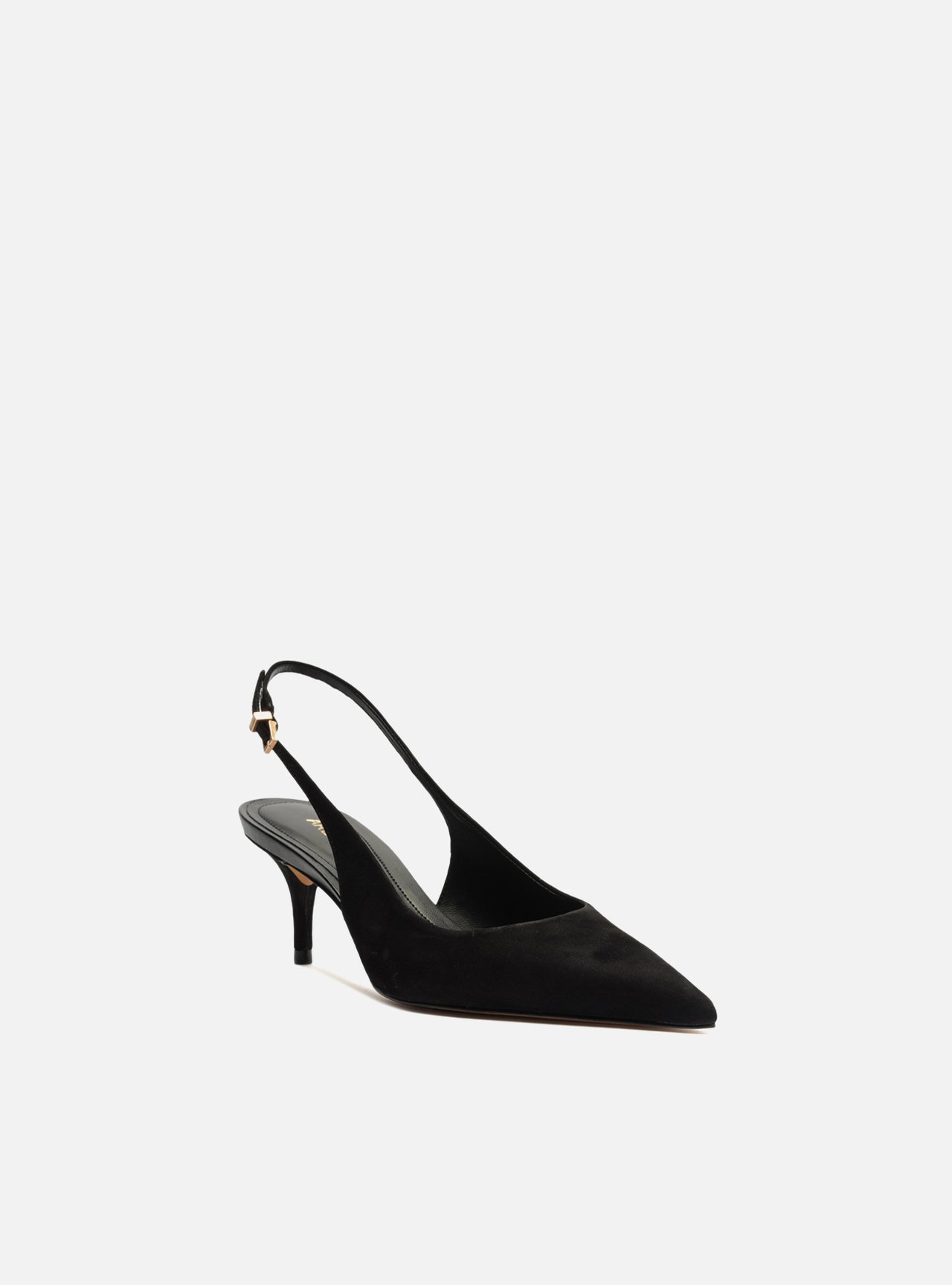 Scarpin Preto Acamurçado Slingback Salto Baixo — foto 2