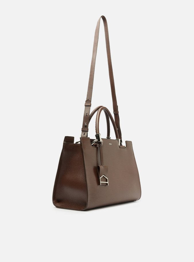 Bolsa Tote Marrom Couro Abraccio Grande