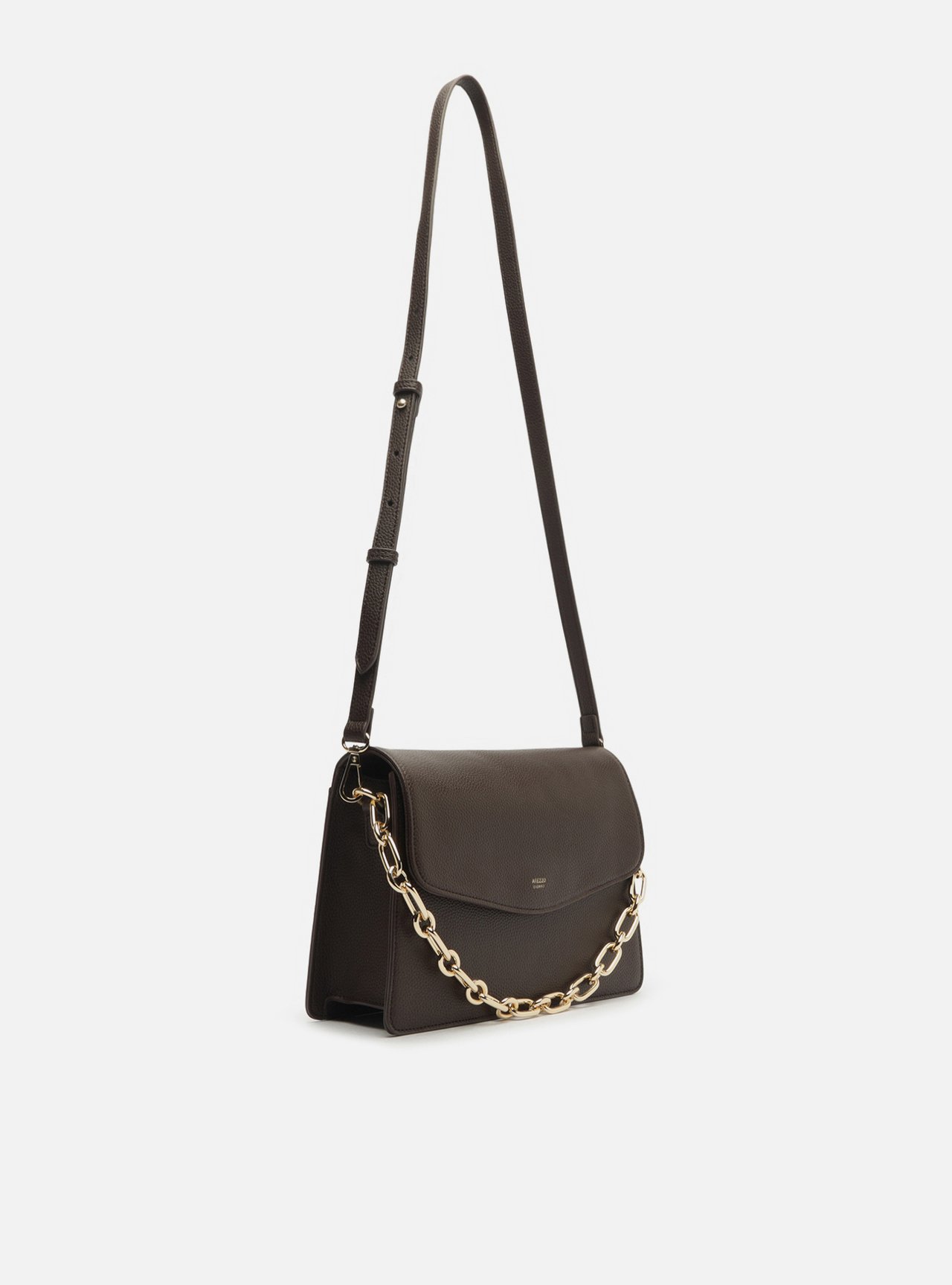 Bolsa Tiracolo Marrom Média Alça Corrente — foto 5