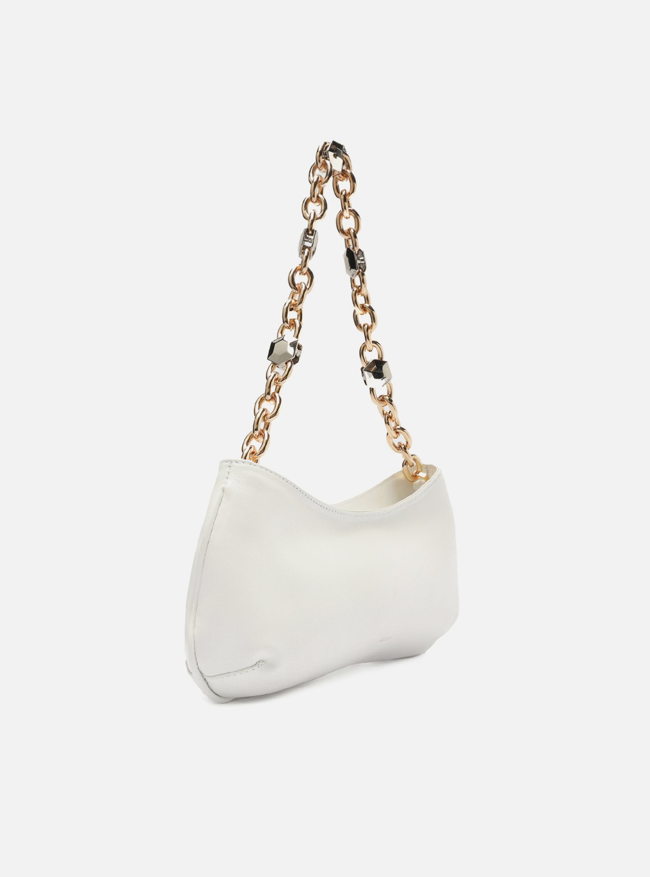 Bolsa Baguete Branca Couro Média Corrente — foto 5
