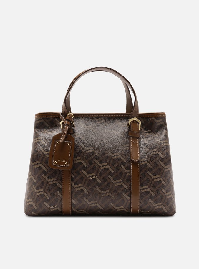 Bolsa Tote Marrom Couro Grande Estampa