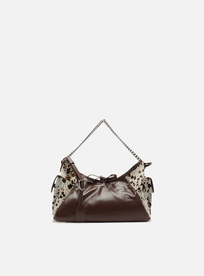 Bolsa Tiracolo Branca Pelo Cow Pequena Laço