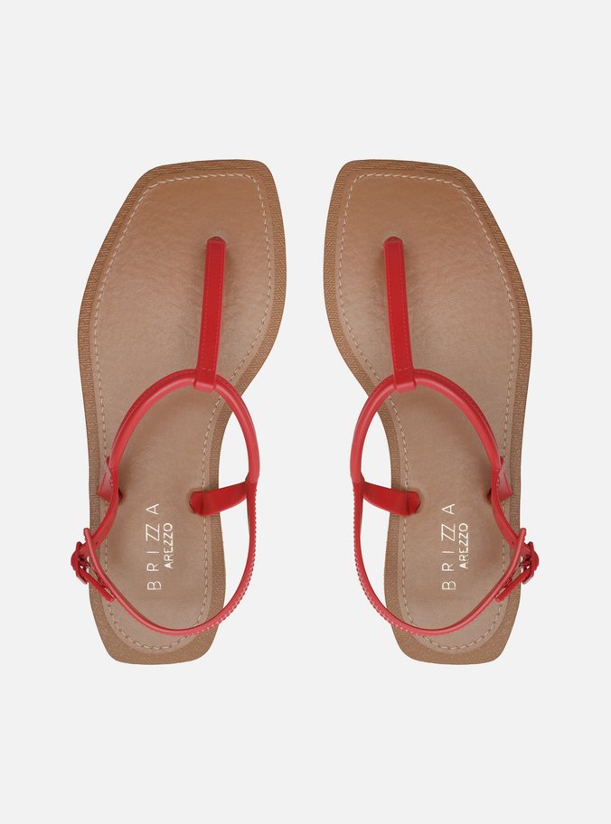 Sand lia Rasteira Vermelha Slim Square Recouro
