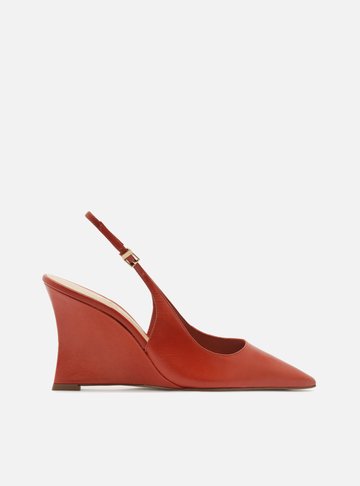 Scarpin Laranja Slingback Anabela