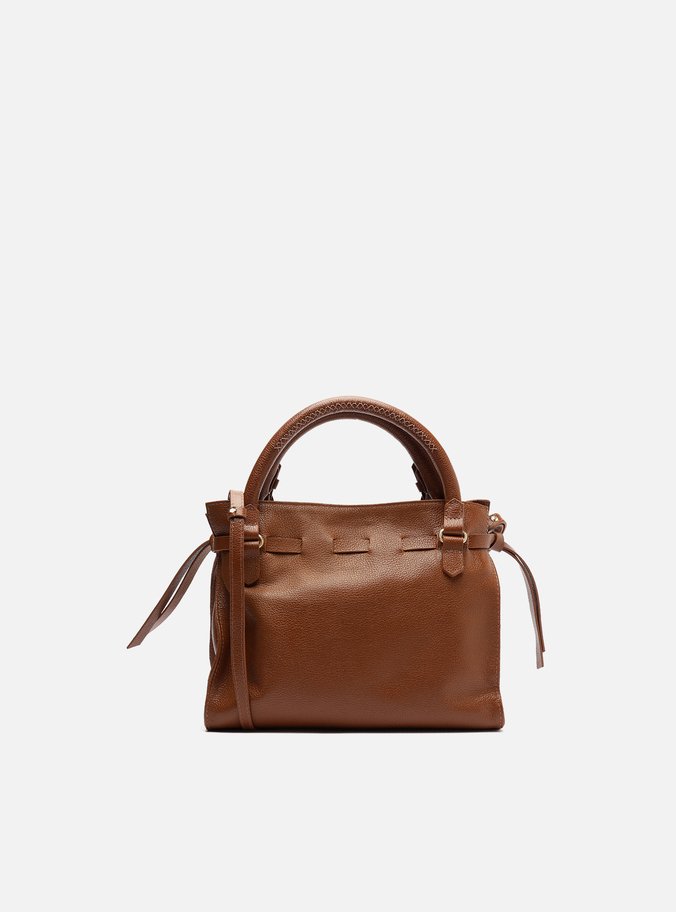 Bolsa Tote Marrom Couro Média Rebites