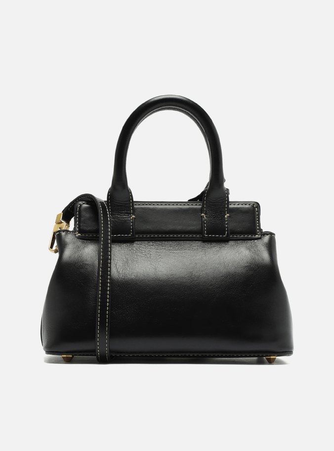 Bolsa Tote Preta Couro Pequena Bag Charm Victória