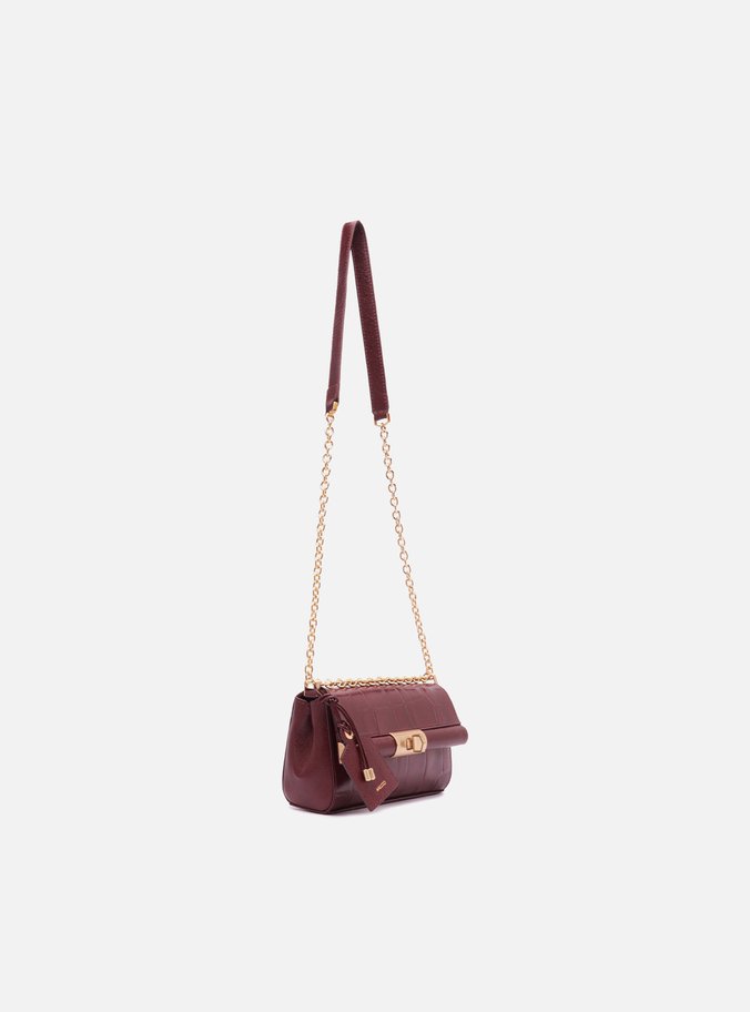 Bolsa Tiracolo Vinho Couro Maxi Croco Pequena