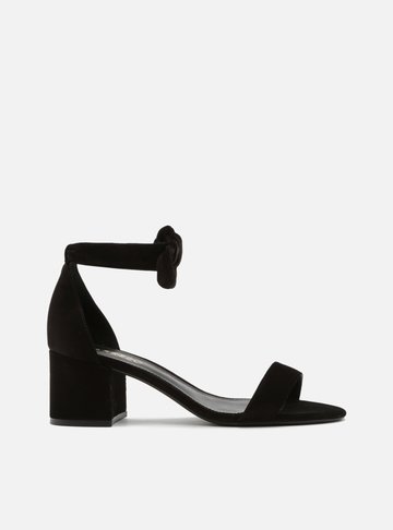 Sandália Nobuck Salto Médio Lace Up Romantic Preta