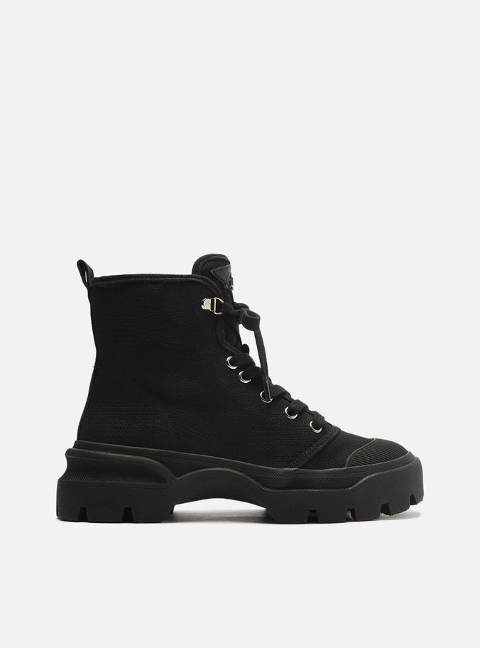 Coturno Preto Lona Tratorado Rubber
