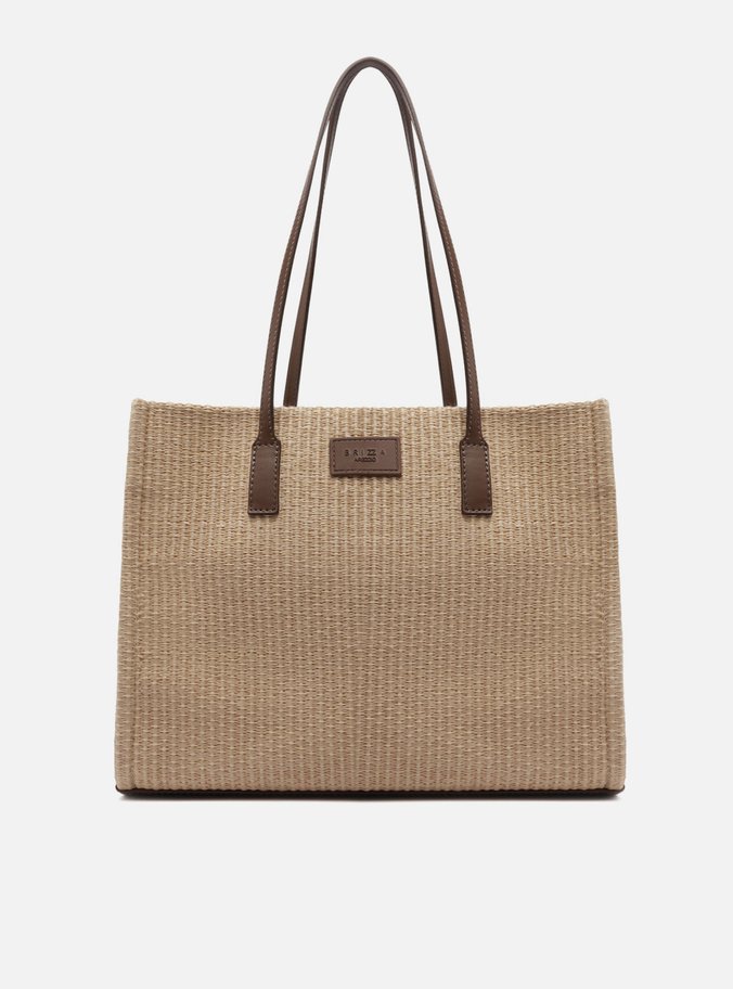 Bolsa Tote Marrom Palha Sicília Grande Brizza