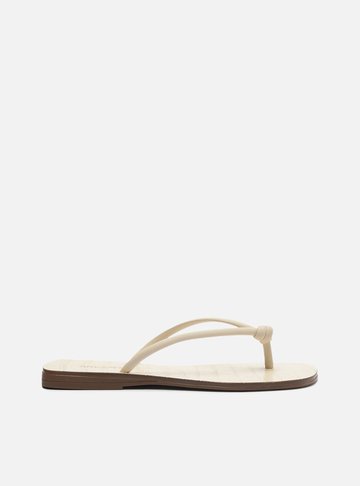Sandália Rasteira Off-White Couro Croco