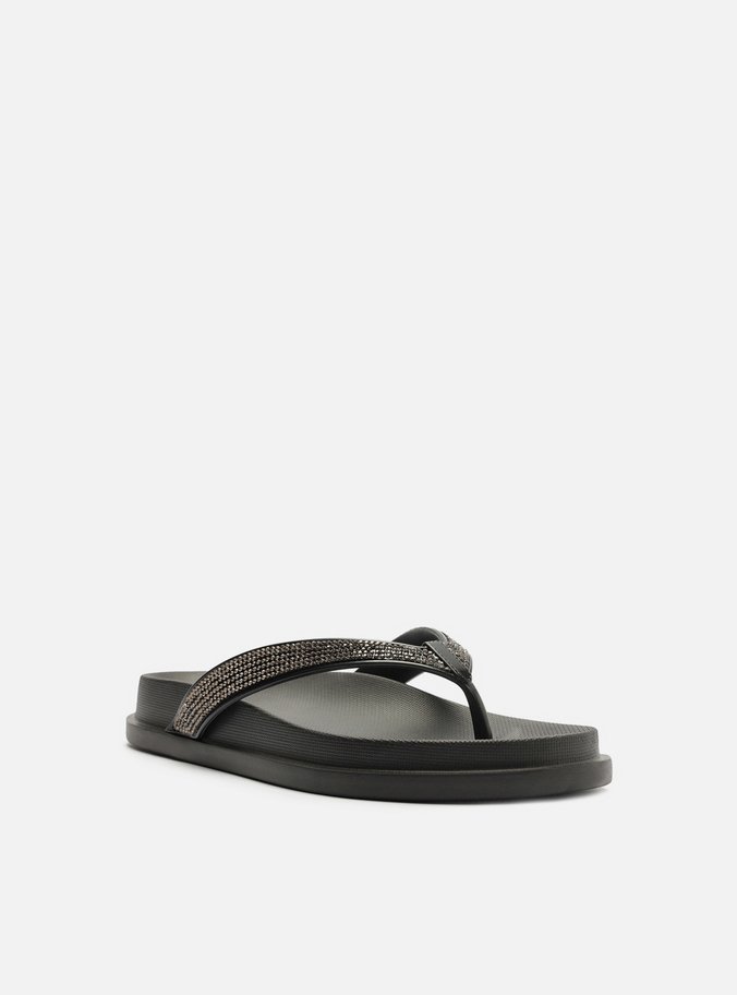 Chinelo de Dedo Preto Strass Lara Brizza