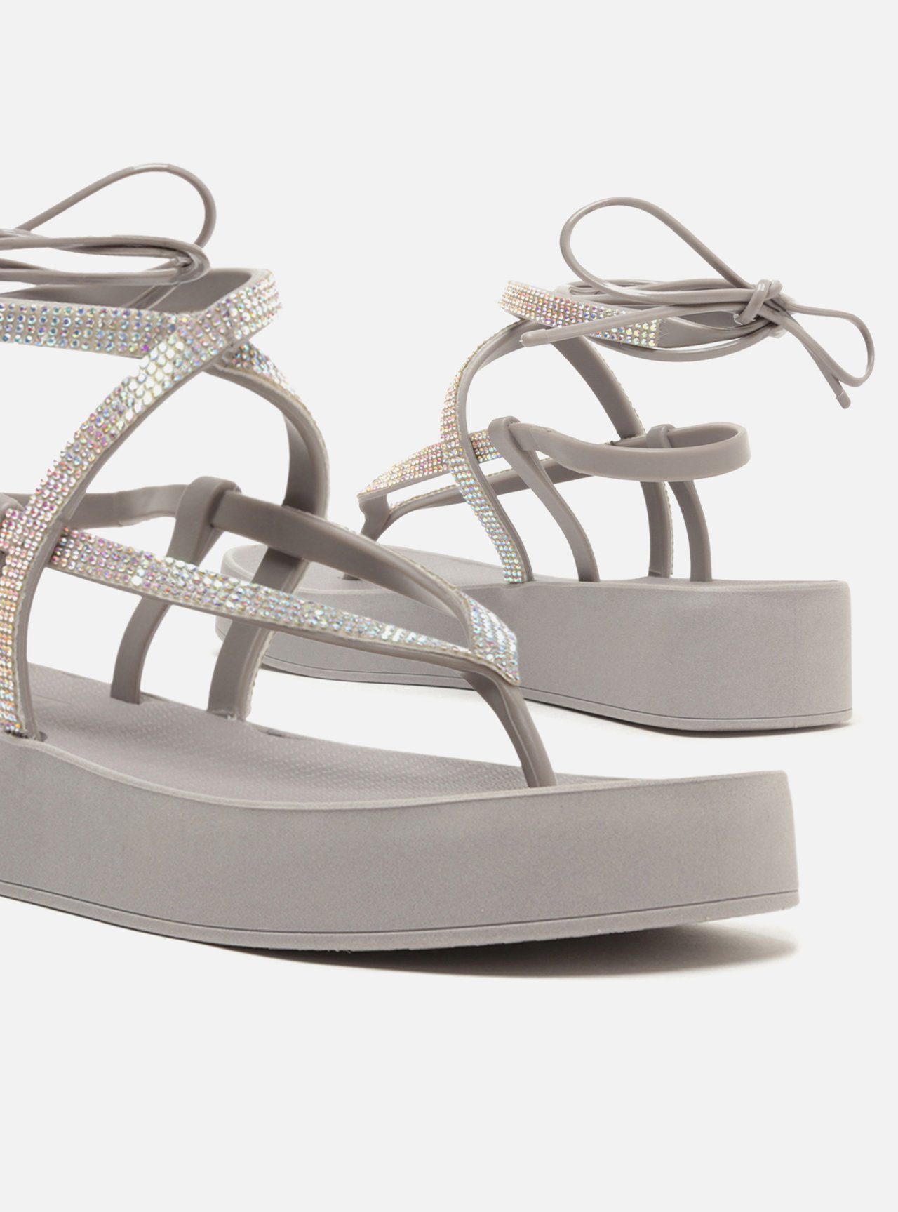 Sandália Prata Strass Flatform Amarração Bela — foto 6
