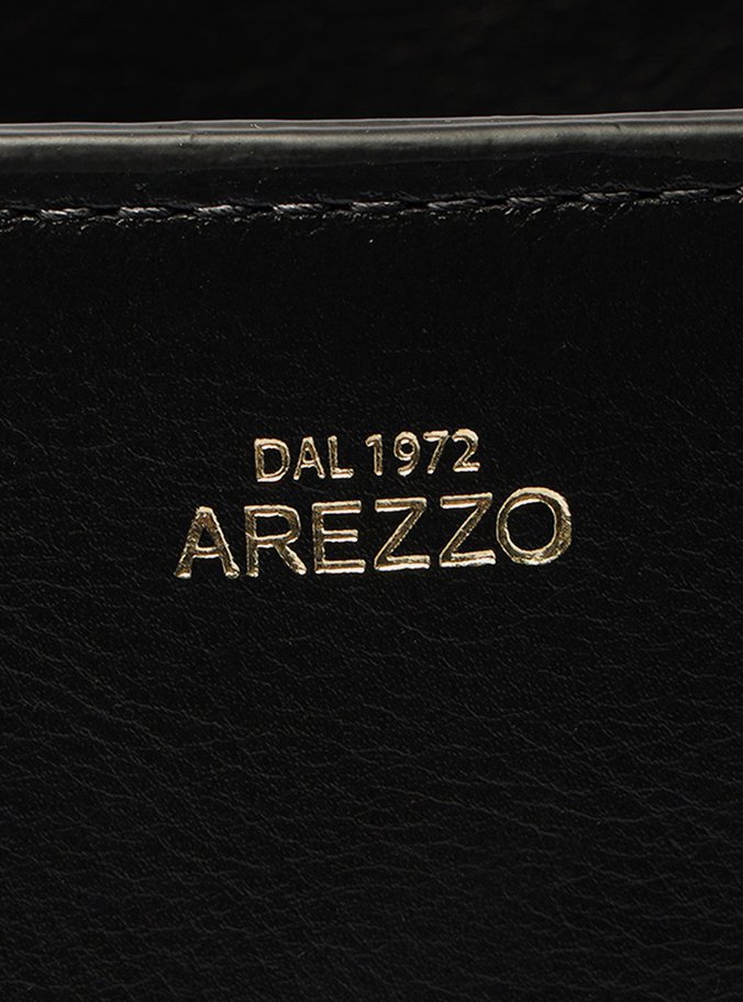 Bolsa Tote Preta Couro Abbraccio Gold Grande