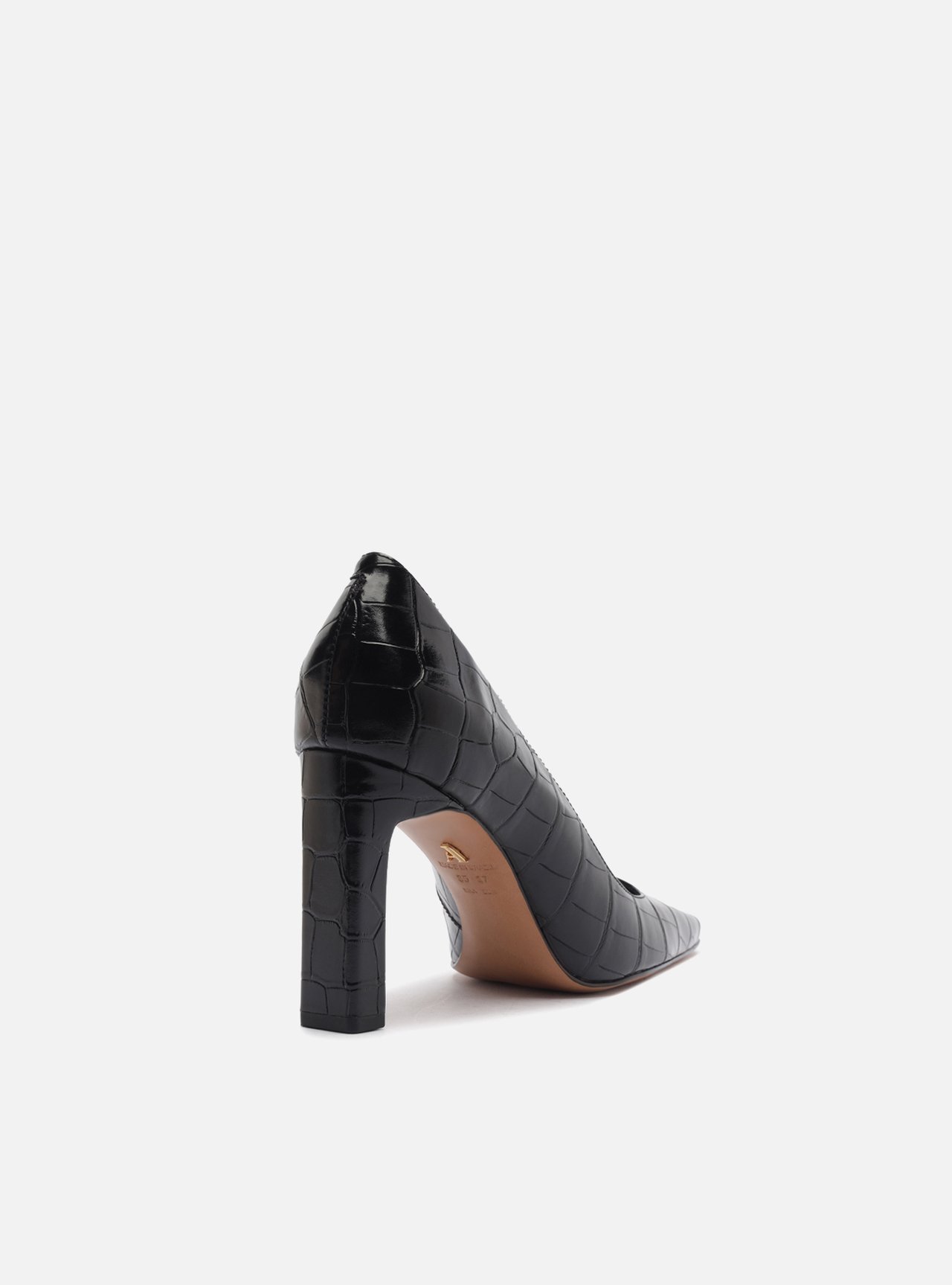 Scarpin Preto Croco Salto Bloco — foto 3