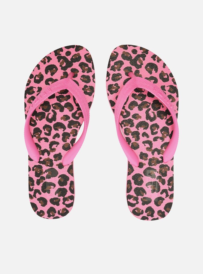 Chinelo de Dedo Animal Print Tiras Rosa