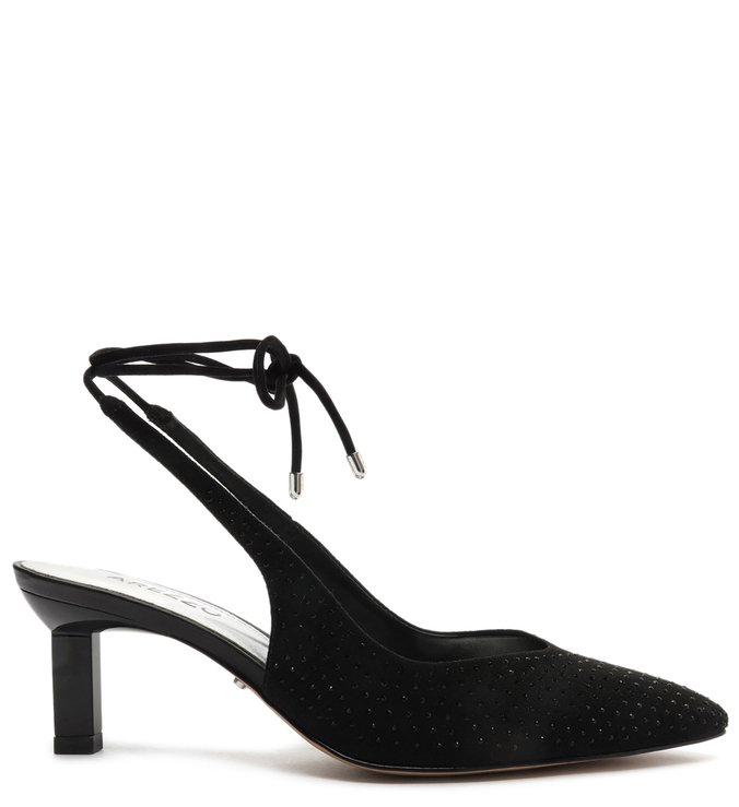 Scarpin Preto Acamurçado Slingback