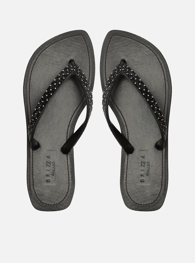 Chinelo Preto Brilho Bico Redondo