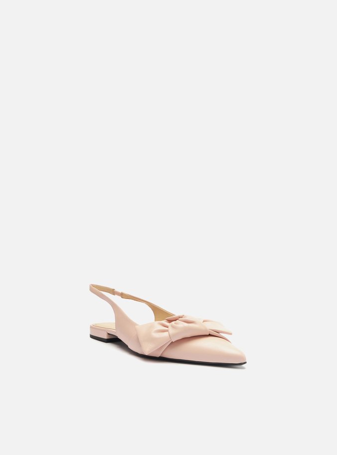 Sapatilha Rosa Couro Slingback Maxi Laço
