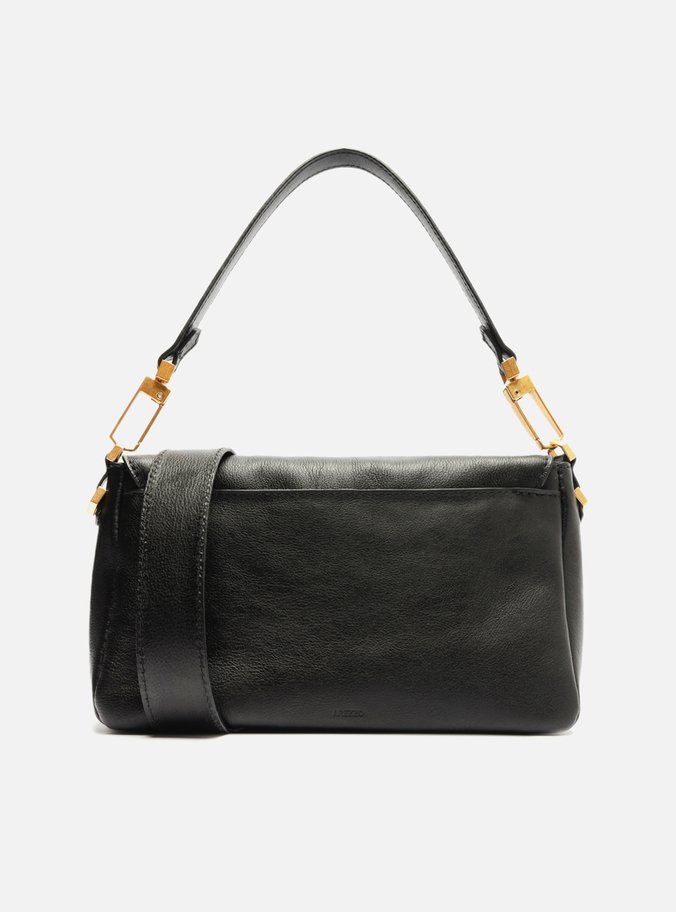 Bolsa Tiracolo Preta Couro Gisele Média