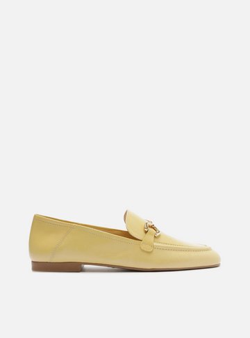 Mocassim Amarelo Couro Bridão Metálico Básico Luma