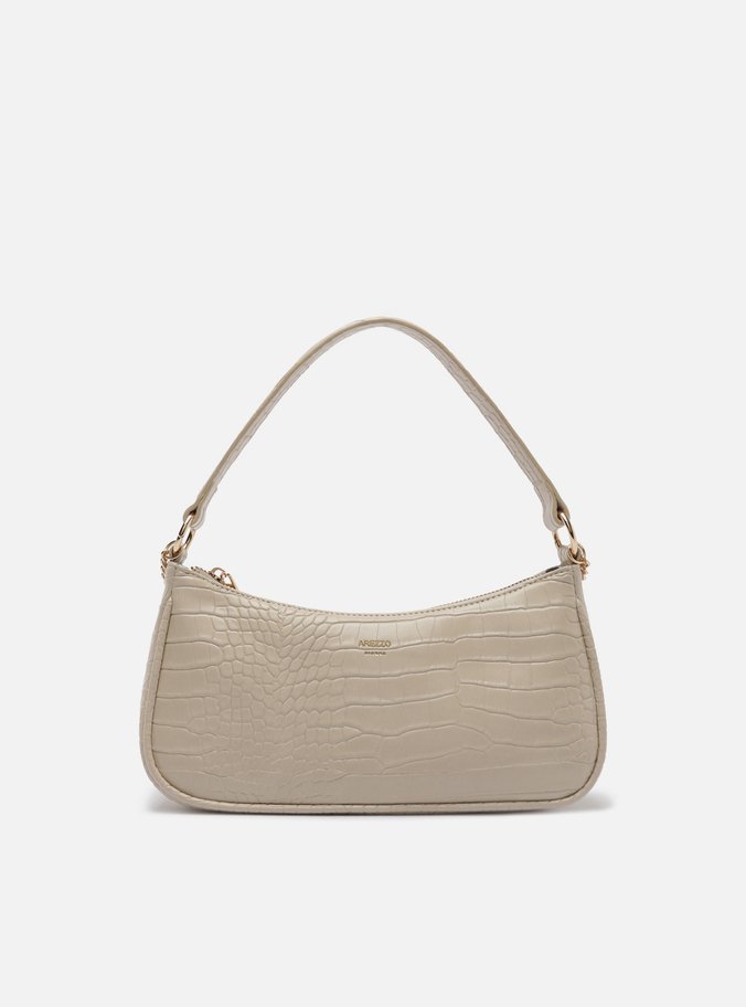 Bolsa Tiracolo Off White Pequena Croco Alça Corrente