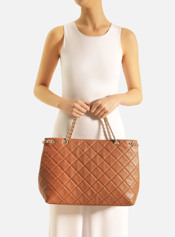 Bolsa Tote Marrom Couro Matelassê Grande